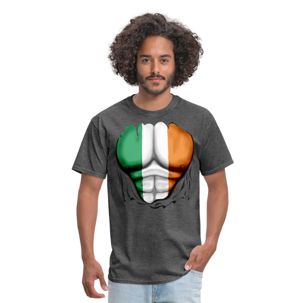 Ireland Flag Ripped Abs Men's Classic T-Shirt - heather black