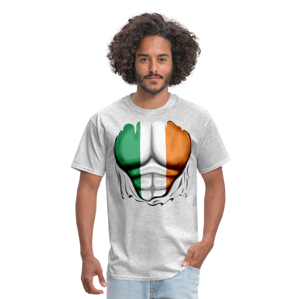 Ireland Flag Ripped Abs Men's Classic T-Shirt - heather gray