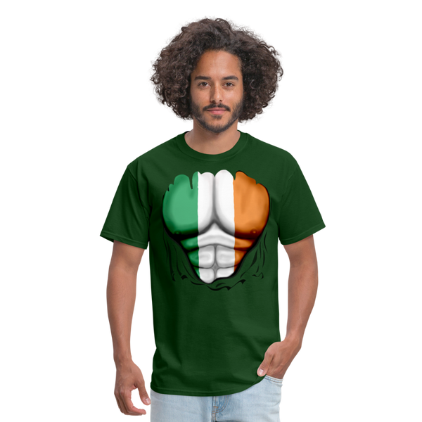 Ireland Flag Ripped Abs Men's Classic T-Shirt - forest green