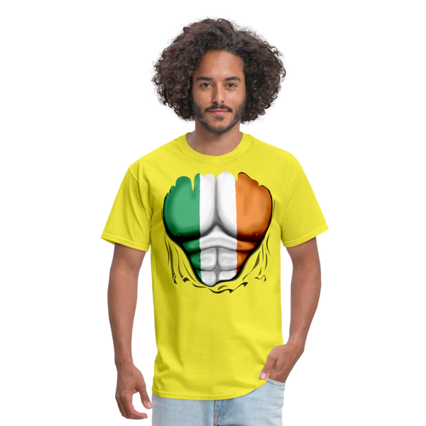 Ireland Flag Ripped Abs Men's Classic T-Shirt - yellow