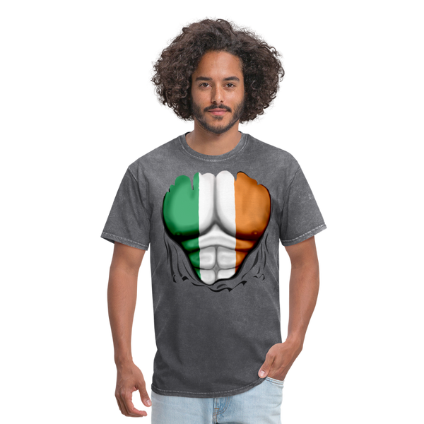 Ireland Flag Ripped Abs Men's Classic T-Shirt - mineral charcoal gray