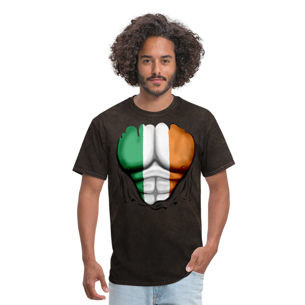 Ireland Flag Ripped Abs Men's Classic T-Shirt - mineral black