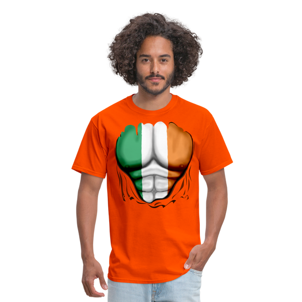 Ireland Flag Ripped Abs Men's Classic T-Shirt - orange