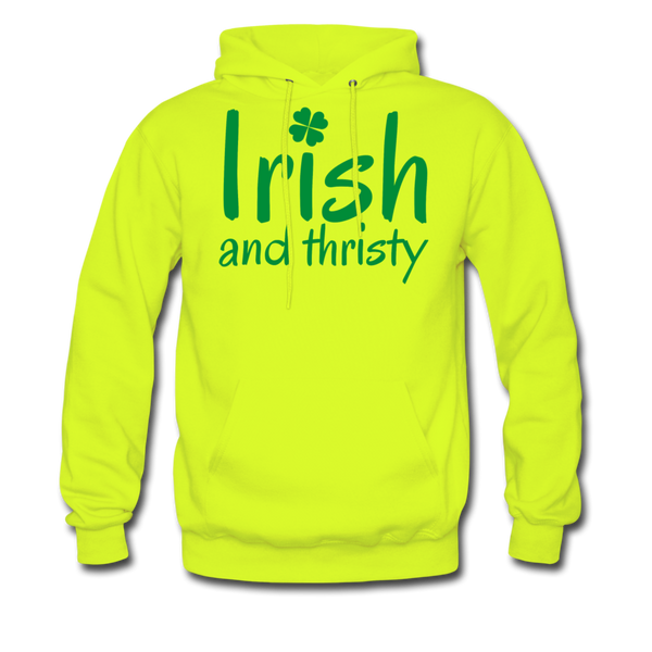 Irish & Thirsty Men's Hoodie - safety green