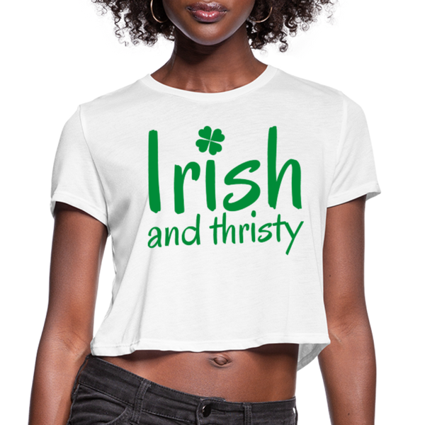 Irish & Thirsty Women's Cropped T-Shirt - white