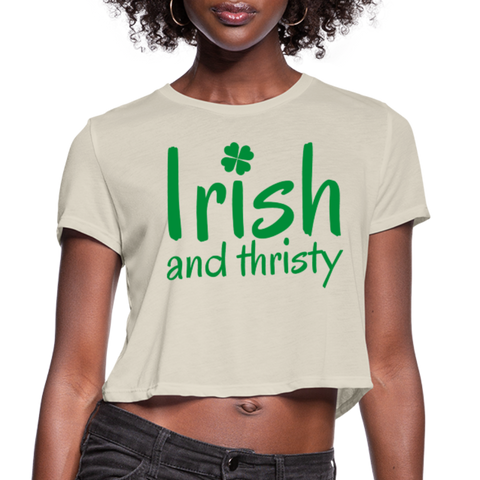 Irish & Thirsty Women's Cropped T-Shirt - dust