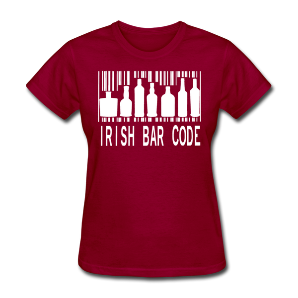 Irish Bar Code Women's T-Shirt - dark red