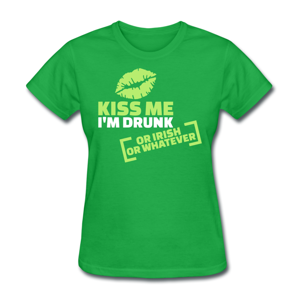 Kiss Me I'm Drunk Or Irish Or Whatever Women's T-Shirt - bright green