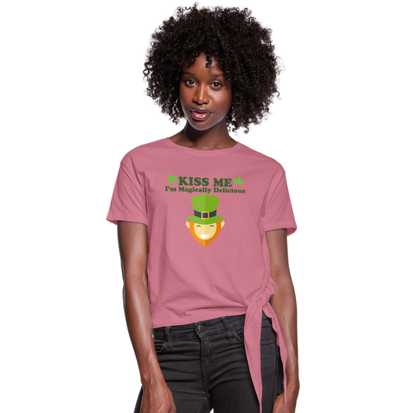 Kiss Me I'm Magically Delicious Women's Knotted T-Shirt - mauve