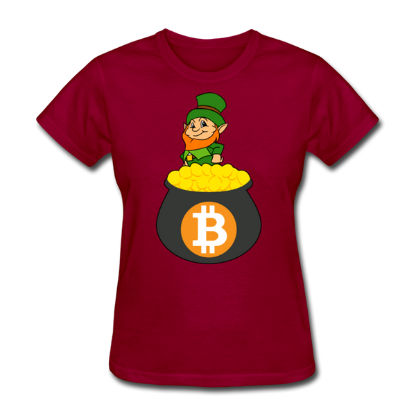 Leprechaun Bitcoin Women's T-Shirt - dark red