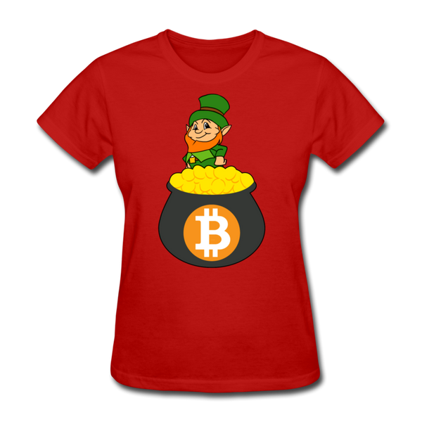 Leprechaun Bitcoin Women's T-Shirt - red