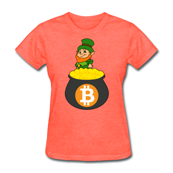 Leprechaun Bitcoin Women's T-Shirt - heather coral