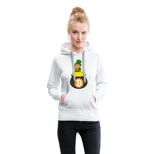 Leprechaun Bitcoin Women’s Premium Hoodie - white